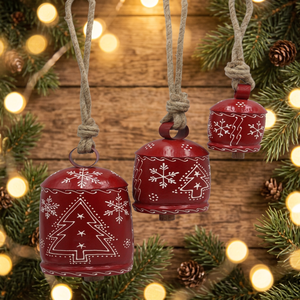 Red Iron Christmas Tag with <b>Snowflake</b> Tree Cross Design Hanging <b>Decorations</b> for Holiday and Valentine's Day - Product Image 3