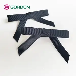 Gordon Ribbons Customized Grosgrain Perfume Ribbon Bows Pre-Tied Bow With Elastic For Jar Candle Decoration