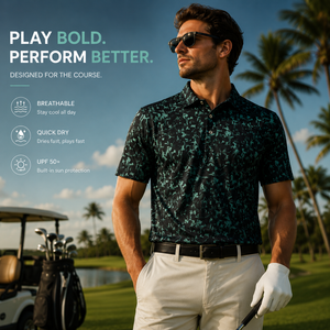 Polo de Golf Verde Estampado Personalizado Premium para Hombre, Ropa Corporativa de Marca Privada con Absorción de Humedad, OEM - Product Image 1