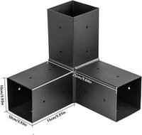 Support de pergola d'angle en acier inoxydable à angle droit à 3 voies avec vis pour poutres en bois de 4x4 pouces