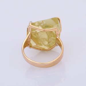 Bague de luxe en or jaune massif 14 carats avec topaze citron naturelle bague de cocktail de mariage pour les femmes en gros du fabricant - Product Image 4