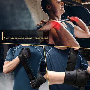 Gants de sport d'haltérophilie Gym Fitness acheter en gros longue dragonne en cuir musculation gym gants d'haltérophilie - Product Image 2