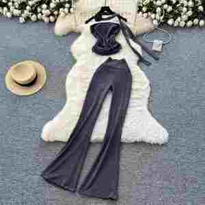 Conjuntos Y2K para Mujer, Top Corto sin Mangas y Pantalones de Cintura Alta, Ropa Americana al por Mayor - Product Image 3