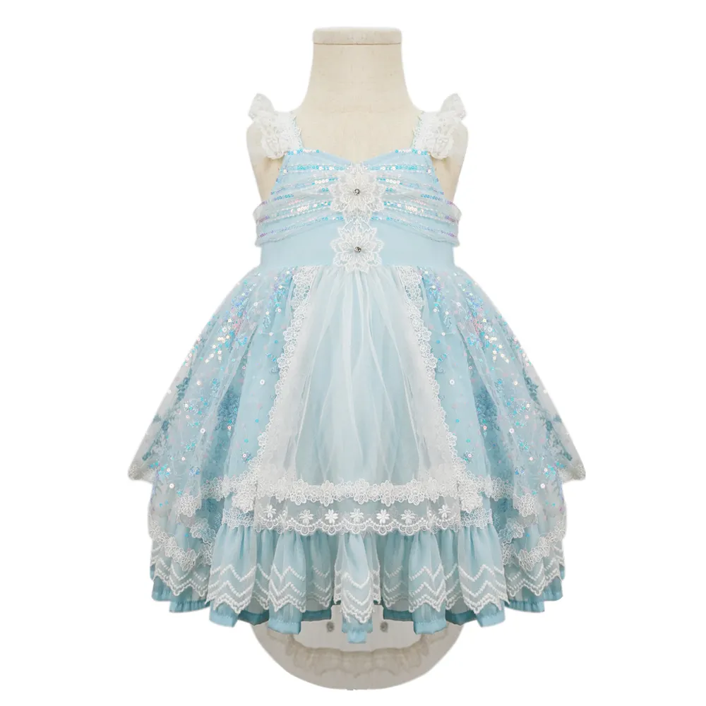 Fashion Kids Clothing Smocked Girls Birthday Dresses with Appliques 3-Year-Old Girl Dress for Special Occasions