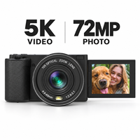 Appareil photo numérique 5K 72MP avec zoom 18X, 30FPS, style rétro vintage pour la photographie, le vlogging et les voyages