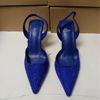 Sandales à talons hauts pour femmes, collection été 2026, à talon fin, ornées de strass, en maille brillante, style mode, à talon ouvert et à bout peu profond