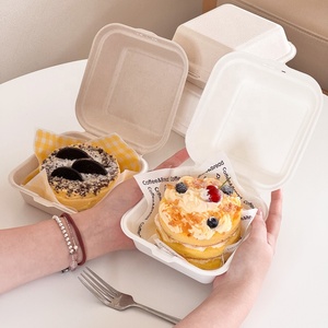 Caja de cartón desechable industrial roja para llevar, diseño de caja de almuerzo para picnic, para <span class=keywords><strong>sushi</strong></span>, snacks, postres, hamburguesas suaves y pasteles bento. - Product Image 3