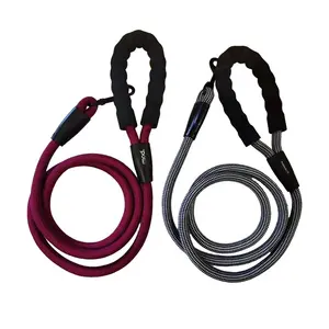 Wholesale Pet Leashes Clasp Climb Variety Color handsfree Reflective Nylon Braided Rope Dog Leash with Soft Padded Handle