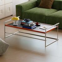 Mesa de Centro Moderna de Vidrio Templado con Marco Metálico, Reversible, Portátil, Altura Ajustable, Giratoria, Multifuncional y Ecológica