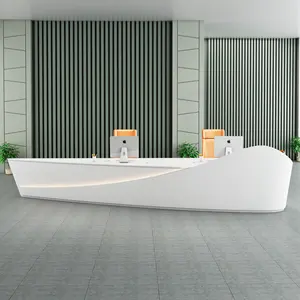 Reception Desk Commercial Office Furniture Hotel Front Desk Bar Reception Curved Cool Counter Beauty Salon White Reception Table