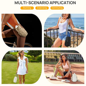 カスタムロゴ入りウォーキングランニングRFIDブロッキングナイロンキルティングクロスボディウォーターボトルスリングバッグ（ギターストラップ付き） - Product Image 2