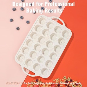 Silicone <b>Mini</b> Muffin Pan With Metal Reinforced <b>Frame</b> - 24 Cups Durable Silicone Cupcake Pan for Muffin - Product Image 2