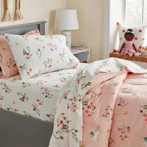 特注プリントパターン100% オーガニック竹子供用シーツセット子供用羽毛布団カバーフラットベッドシーツピローケース - Product Image 2