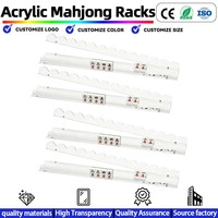 Supports à Mahjong en Acrylique Transparent à Bords Festonnés (4 Pièces) avec Repousseurs de Tuiles Individuels, Supports Magnétiques pour une Organisation Facile des Tuiles