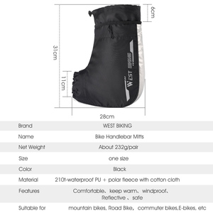 WEST BIKING Housse de guidon de vélo avec doublure en polaire réfléchissante, imperméable, élastique, mitaines de guidon de vélo - Product Image 5