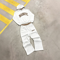 Ensemble de sweats à capuche personnalisés pour fabricants, avec patch brodé léopard, et ensemble de sweats à capuche et pantalons de survêtement à double taille