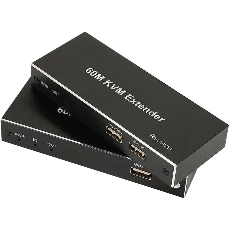 HDMI-удлинитель 60 м, 2 USB-порта, HDMI-RJ45 KVM, расширитель по сигналу Ethernet LAN, KVM, ИК-контроль, 1080P, удлинитель для ПК