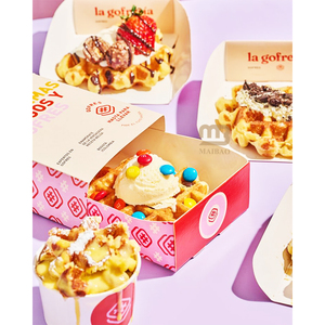 Eco-Friendly Kraft Paper Serving <strong>Cardboard</strong> <strong>Tray</strong> for Waffles Packaging Boat Shape Boxes Food <strong>Tray</strong> Sweet Food Crepe Cake Paper Box - Product Image 1