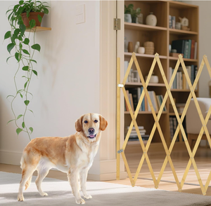 Barrière pour animaux de compagnie en maille temporaire multifonctionnelle et écologique pour l'intérieur et l'extérieur, clôtures pliables en bois pour chiens avec forme personnalisée - Product Image 1