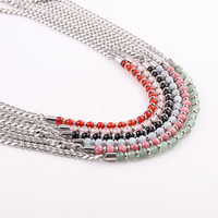 Nouveau Design petite chaîne en acier inoxydable en pierre naturelle collier ras du cou en pierres précieuses