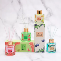 Diffuseur de parfum d'ambiance 50ML en verre design, parfum fruité, diffuseur à bâtonnets d'huiles essentielles