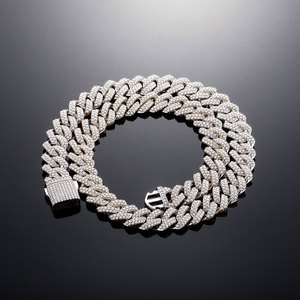 Cadena Cubana de Plata de Ley S925 con Cielo Estrellado y Diamantes de Moissanita de 14 mm, Joyería de Lujo para Hombre, Estilo Hip-Hop - Product Image 4