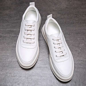 High Quality New Autumn Fashion Sports Trainers Plain Lace up White Leather Sneakers <b>Shoes</b> Casual for <b>Men</b> Leather White <b>Shoes</b> - Product Image 5