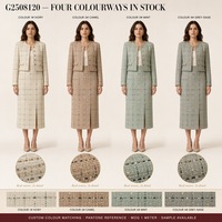Tissu en tweed à paillettes, fil doré, à carreaux circulaires, 100% polyester, pour robe femme, sur mesure