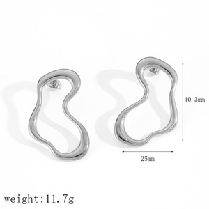 Irregular Geometric Hoop <b>Earrings</b> Stainless Steel Gold <b>Silver</b> <b>Stud</b> <b>Earrings</b> For Women Fashion Jewelry TE60288 - Product Image 4