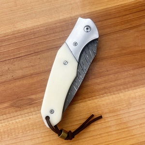 Ripple Pattern Damascus Steel High Quality DIY <b>Plastic</b> Handle Fixed Blade Camping <b>Pocket</b> Knife 190mm 1 Year Warranty - Product Image 5