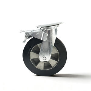 Roulettes industrielles pivotantes robustes en aluminium avec bande de roulement en caoutchouc élastique et support plaqué - Product Image 4