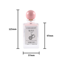 Vente en gros de flacons de parfum de luxe pour femmes, 100 ml, flacon de parfum en verre transparent élégant rose, flacon de parfum carré avec emballage