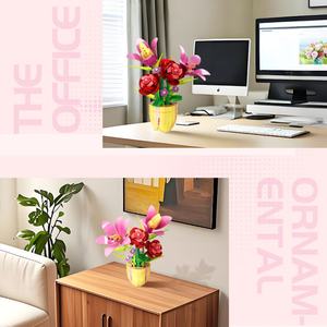 Petites particules en plastique 1/8 assemblées, ornements de bureau pour filles - Blocs de construction Lily Rose, modèle transfrontalier, jouets de plantes en pot - Product Image 4