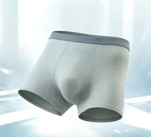 Boxers mi-hauts en soie glacée tricotée pour hommes, taille élastique très extensible, respirants, antibactériens, séchage rapide - Product Image 3