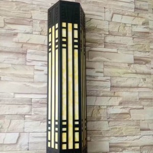 Applique murale en acier inoxydable E27 LED au design moderne avec abat-jour jaune - Product Image 1