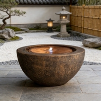 Fontaine d'eau sphérique ronde de 19,8 pouces de diamètre, intérieure/extérieure, avec lumière LED, fonction bulleur en polyrésine pour patio, jardin, cour, décoration de la maison