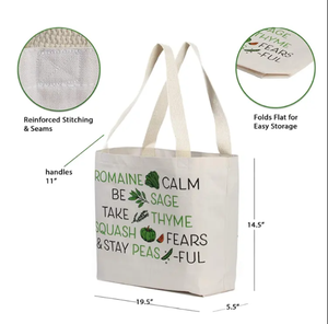 Nouveauté Grand sac fourre-tout en toile de coton beige personnalisé avec logo imprimé Sac à bandoulière réutilisable pour le shopping et la promotion - Product Image 2