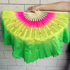Vente en gros de ventilateur de danse tricolore double face pour danse carrée et ventilateur Yangko avec dégradé de couleurs longues Performance Wear - Product Image 2