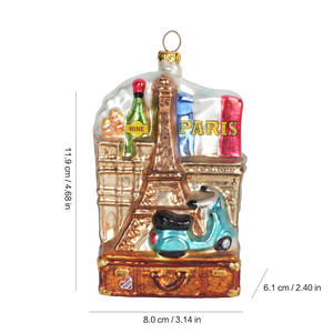 Adorno Navideño Personalizado con Paisaje Urbano de París, <span class=keywords><strong>Torre</strong></span> Eiffel, Adornos de Cristal Navideños, Big Ben, Decoración Navideña Colgante - Product Image 2