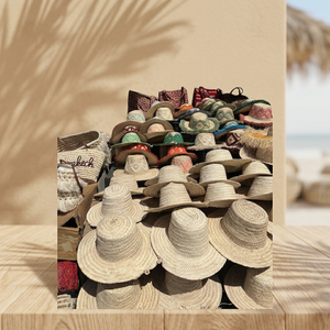 Handmade Straw Hat Natural Color Traditional Design Bamboo Craft Souvenir - Product Image 1