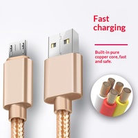 Câble de données 3M pour téléphones mobiles, câble micro USB tressé en nylon, charge rapide