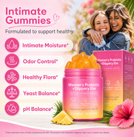Gummies Probiotiques Féminins Saveur Ananas Naturel avec Orme Rouge, 60 Gummies Véganes pour le Bien-être Quotidien