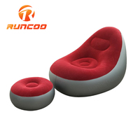 Fauteuil Gonflable à Surface Flocquée Confortable, Canapé d'Air Portable Étanche avec Pouf