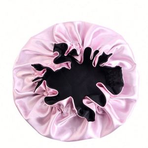 Bonnet de nuit réversible en satin de soie double couche pour femme - Product Image 1