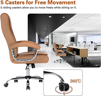 Chaise de direction élégante en cuir à dossier haut de couleur beige avec support dorsal ergonomique réglable en hauteur et confort haut de gamme pour le bureau