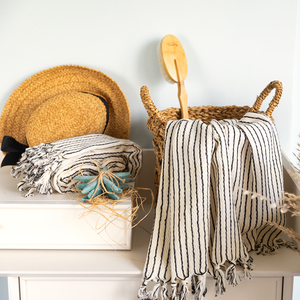 100% Eco-Friendly Soft Cotton Turkish Hammam Peshtemal Beach <b>Towel</b> Quick Dry <b>Striped</b> Breathable Design Practical Absorbent - Product Image 5