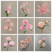 Handgefertigter Rosa Seidenrosen-Lilien-Phalaenopsis-Blumenstrauß für Hochzeits-Tischdekoration Hortensie Schleierkraut Großhandel