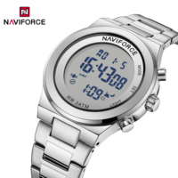NAVIFORCE 9280 Jam Tangan Pasangan Mewah Sepasang Jam Tangan Elektronik Bercahaya Azan Doa LCD Digital untuk Pria dan Wanita