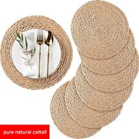 Assiettes rondes en rotin à multiples spécifications, assiettes décoratives pour mariage