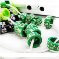 Bagues pour oiseaux de 9 mm en résine plastique, couleur émeraude, personnalisables avec logo laser pour pinsons